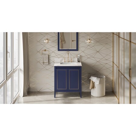 Jeffrey Alexander 30In. Hale Blue Percival Vanity, Calacatta Vienna Quartz Vanity Top, Undermount Rectangle Bowl VKITPER30BLCQR